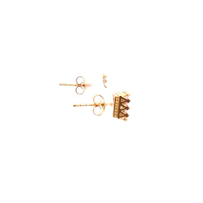 Crown Stud CZ Square Earrings - 8mm