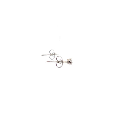 Crown Stud CZ Round Earrings - 3mm