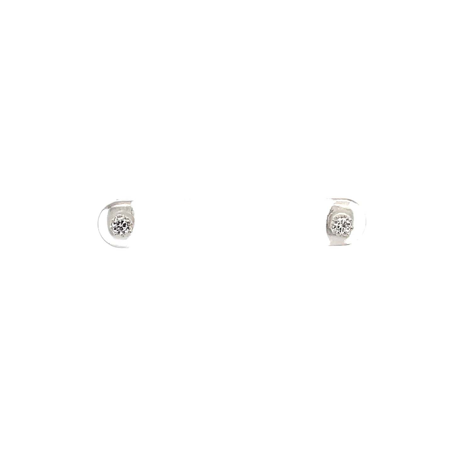 Crown Stud CZ Round Earrings - 3mm