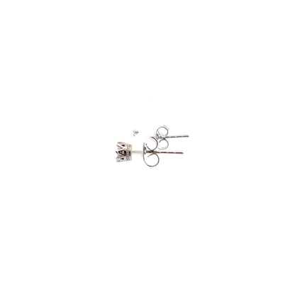 Crown Stud CZ Round Earrings - 4mm