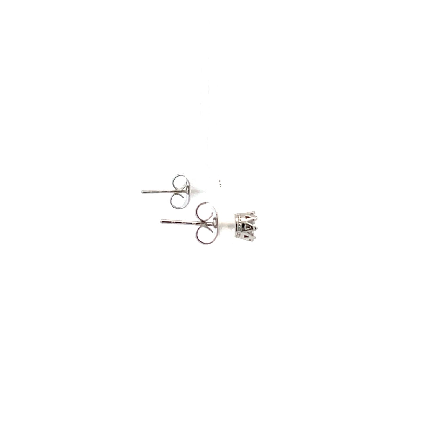 Crown Stud CZ Round Earrings - 4mm