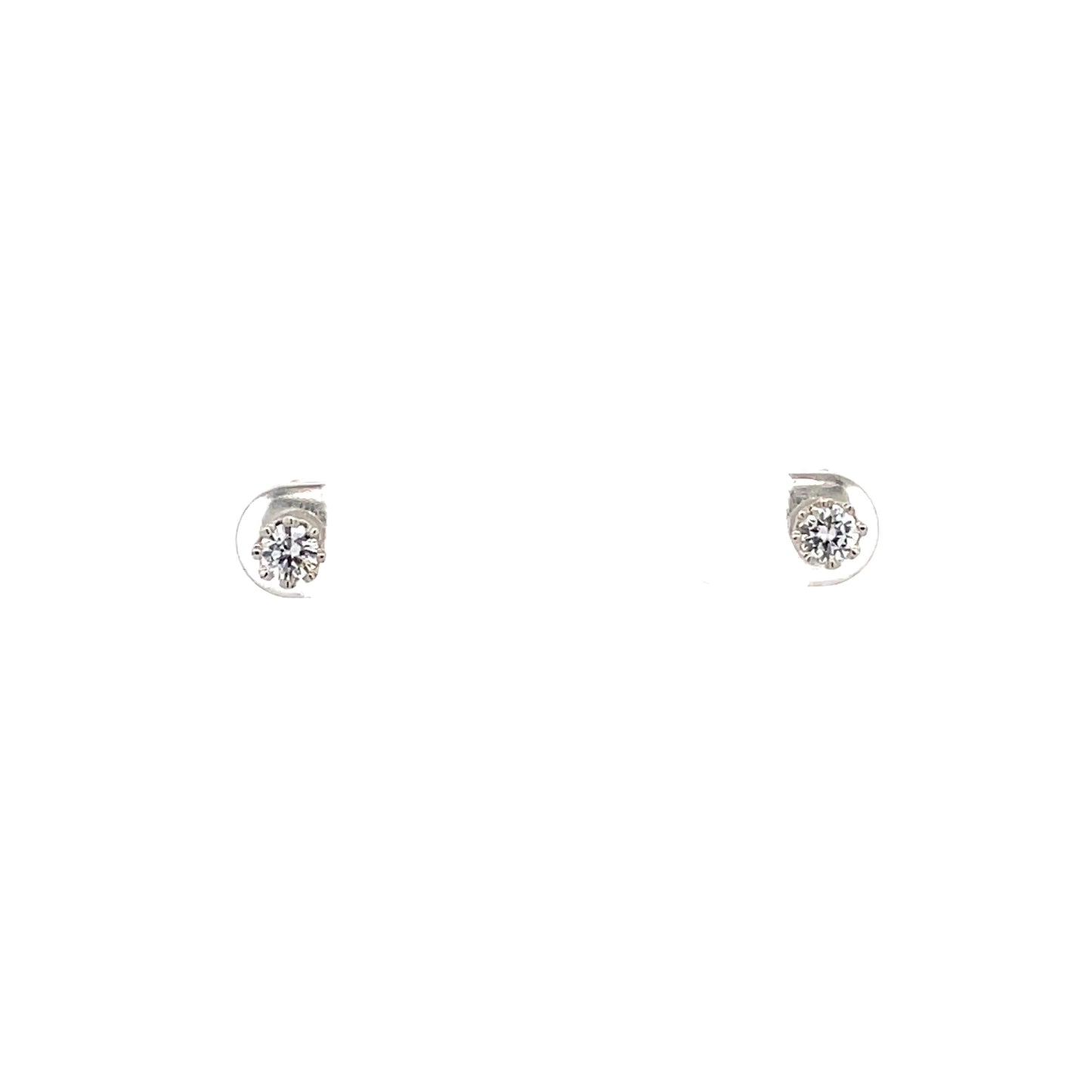 Crown Stud CZ Round Earrings - 4mm