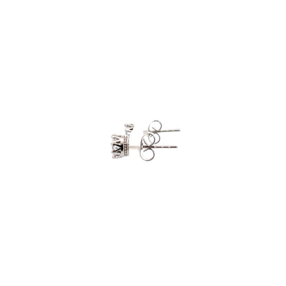 Crown Stud CZ Round Earrings - 5mm