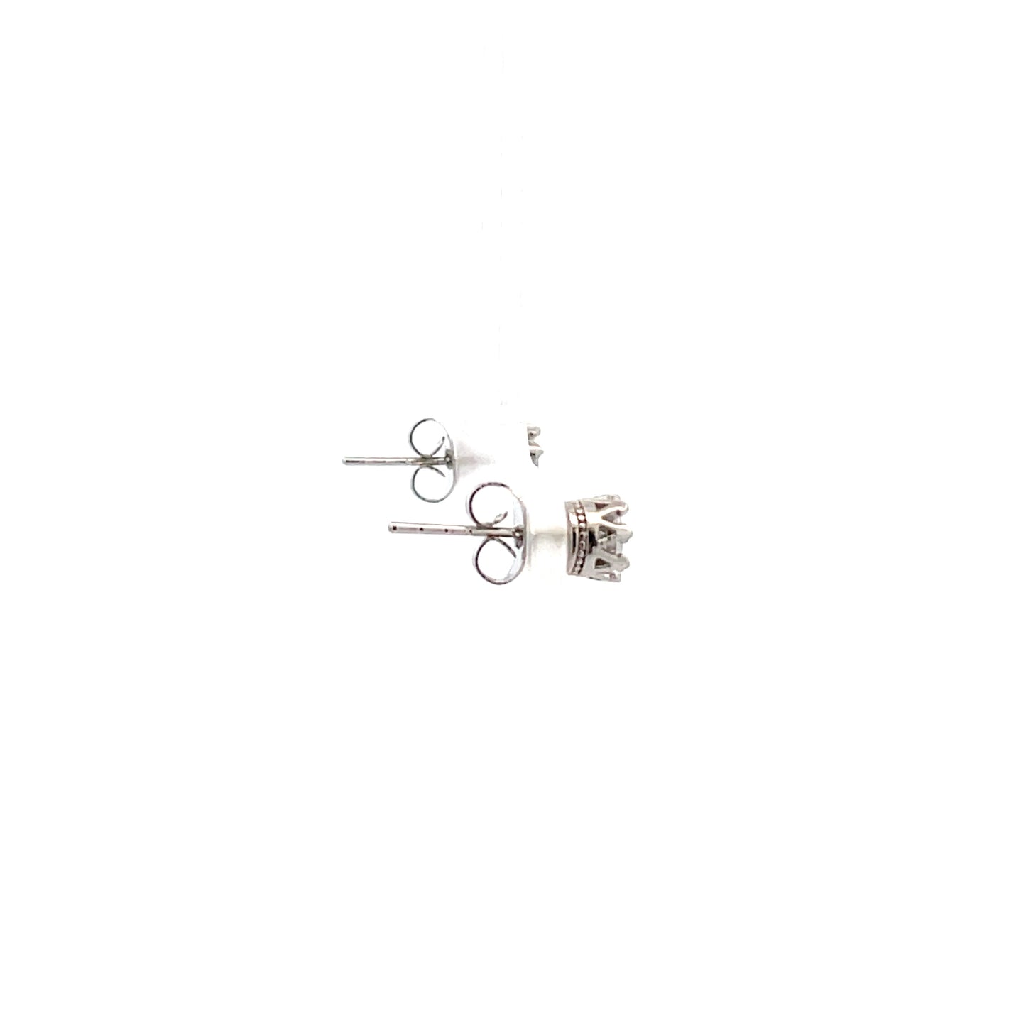 Crown Stud CZ Round Earrings - 5mm