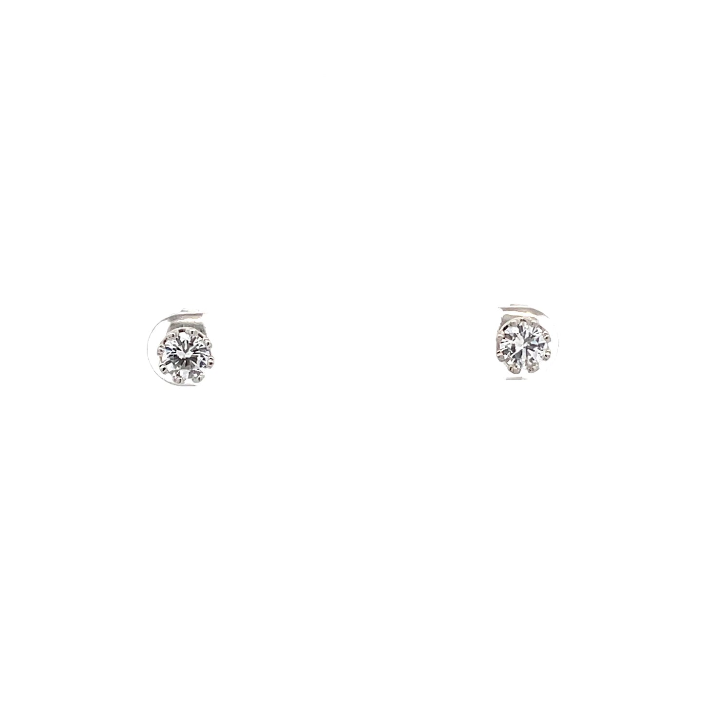 Crown Stud CZ Round Earrings - 5mm