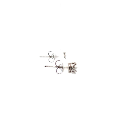 Crown Stud CZ Round Earrings - 6mm