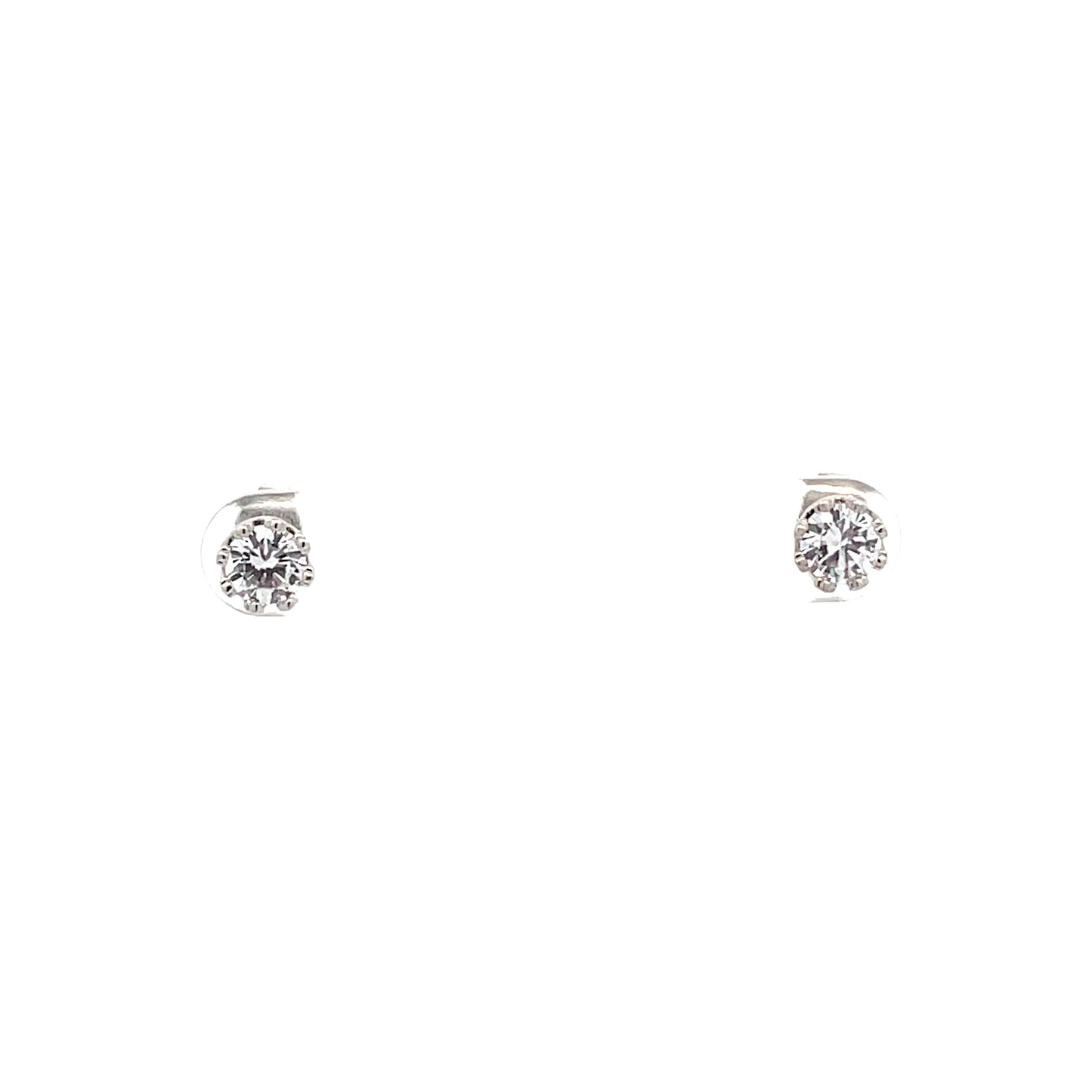 Crown Stud CZ Round Earrings - 6mm