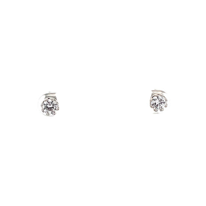Crown Stud CZ Round Earrings - 6mm