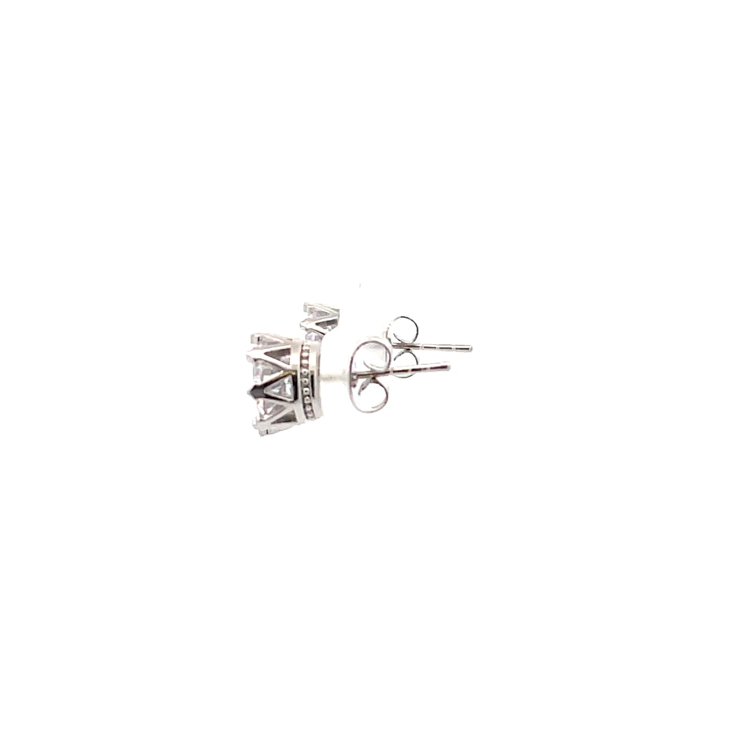 Crown Stud CZ Round Earrings - 8mm