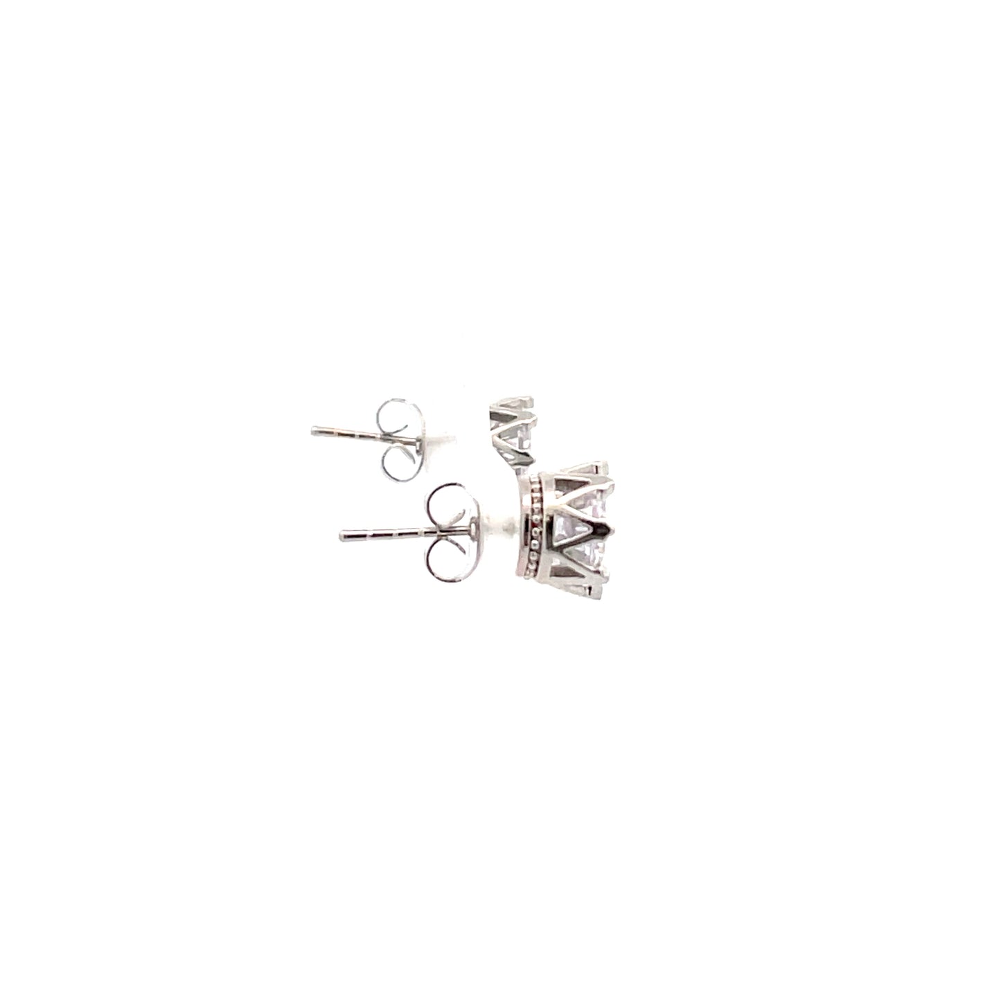 Crown Stud CZ Round Earrings - 8mm