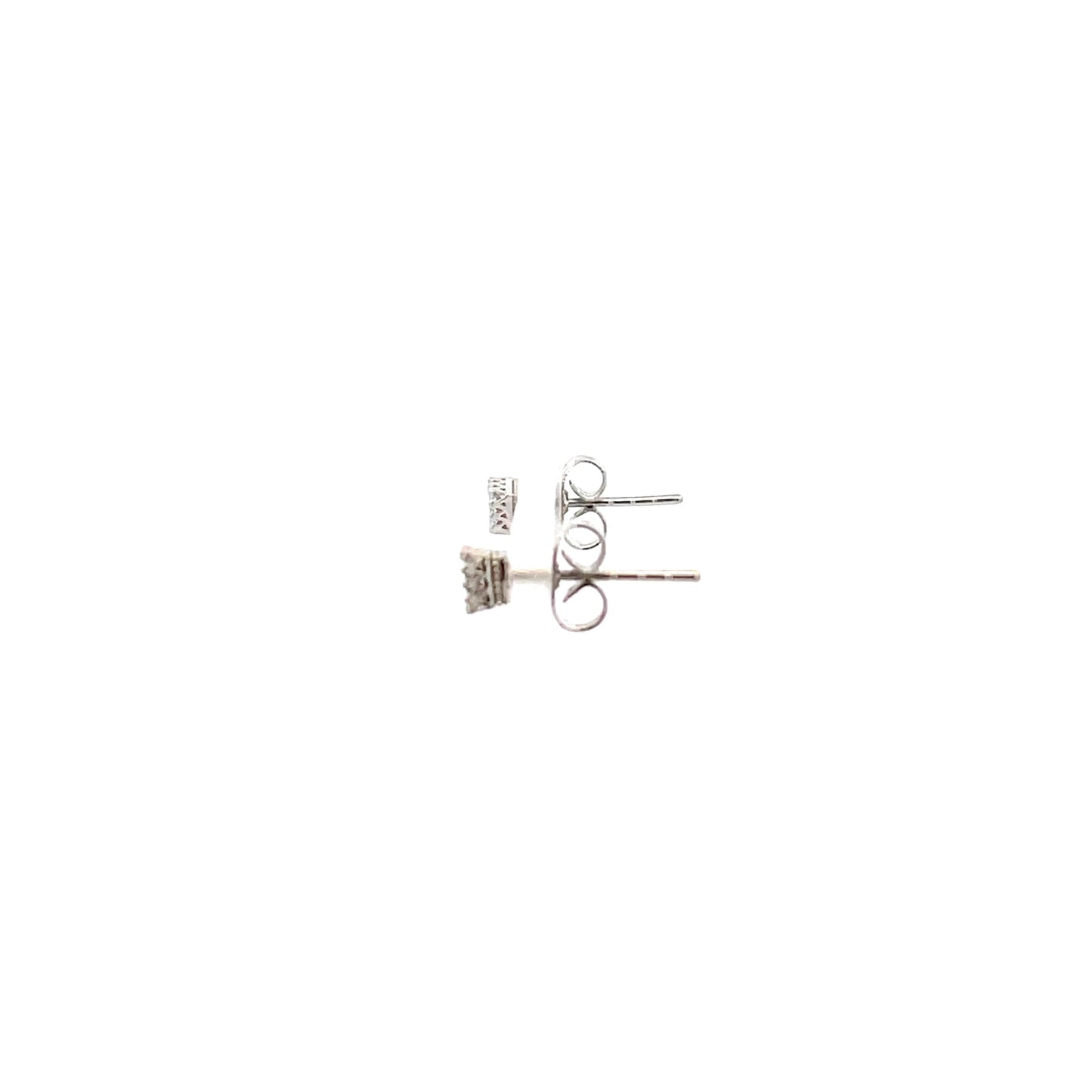 Crown Stud CZ Square Earrings - 3mm