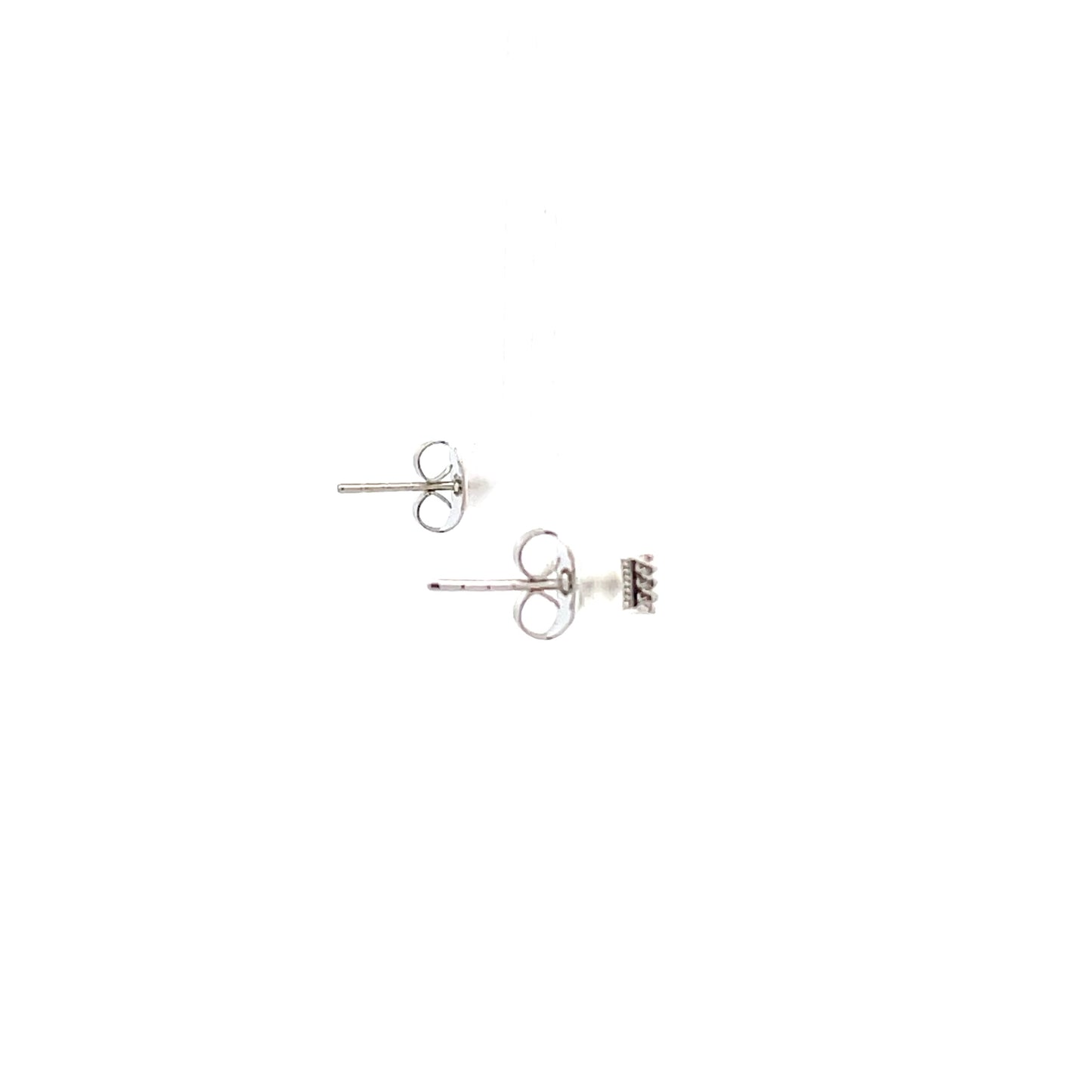 Crown Stud CZ Square Earrings - 3mm