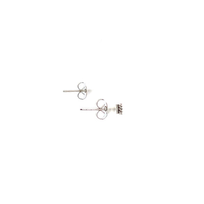 Crown Stud CZ Square Earrings - 3mm