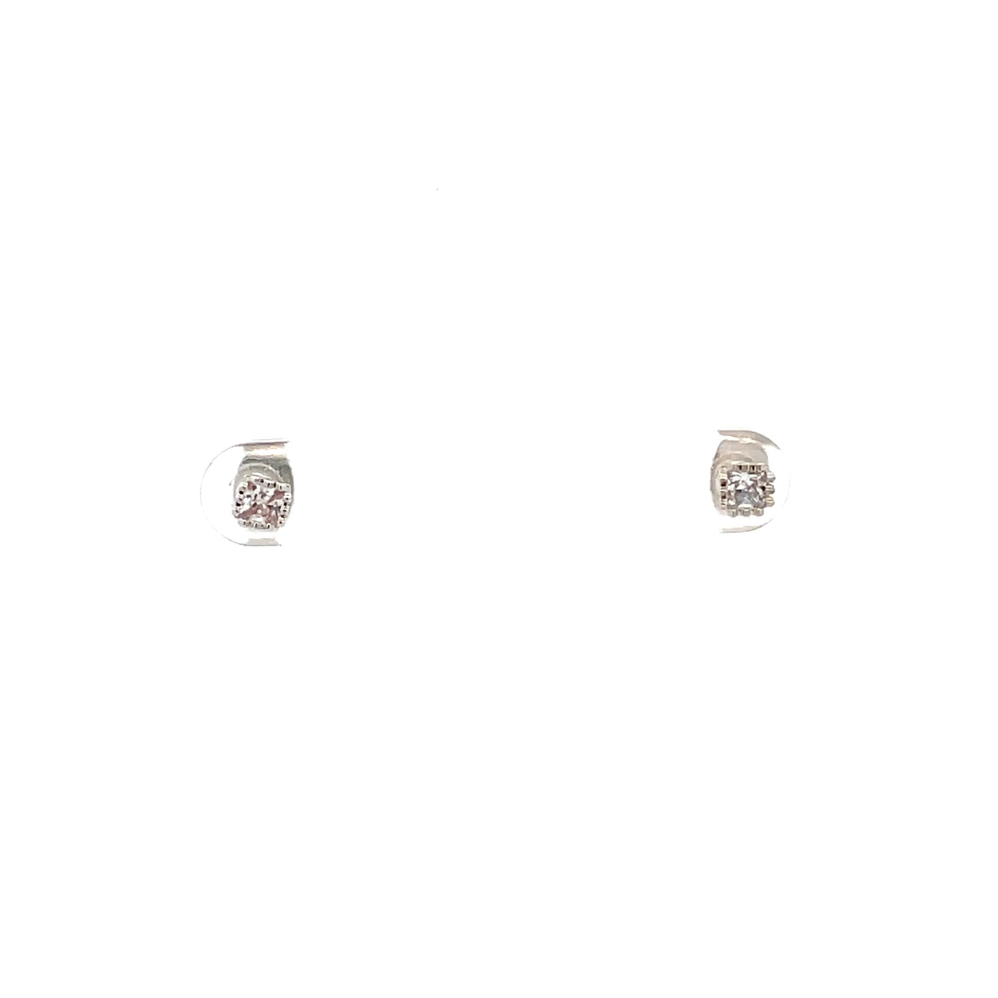 Crown Stud CZ Square Earrings - 3mm