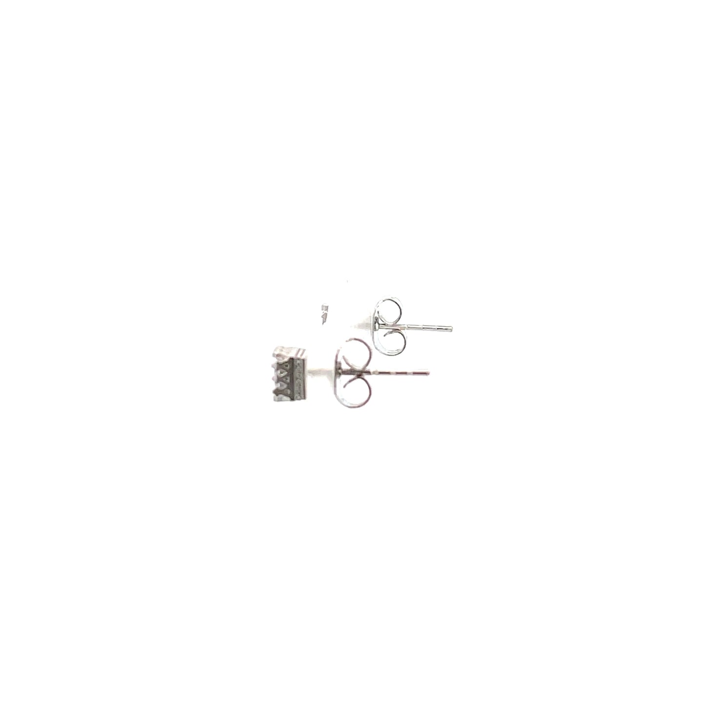 Crown Stud CZ Square Earrings - 4mm