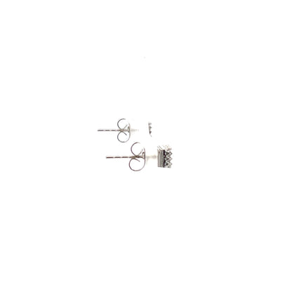 Crown Stud CZ Square Earrings - 4mm