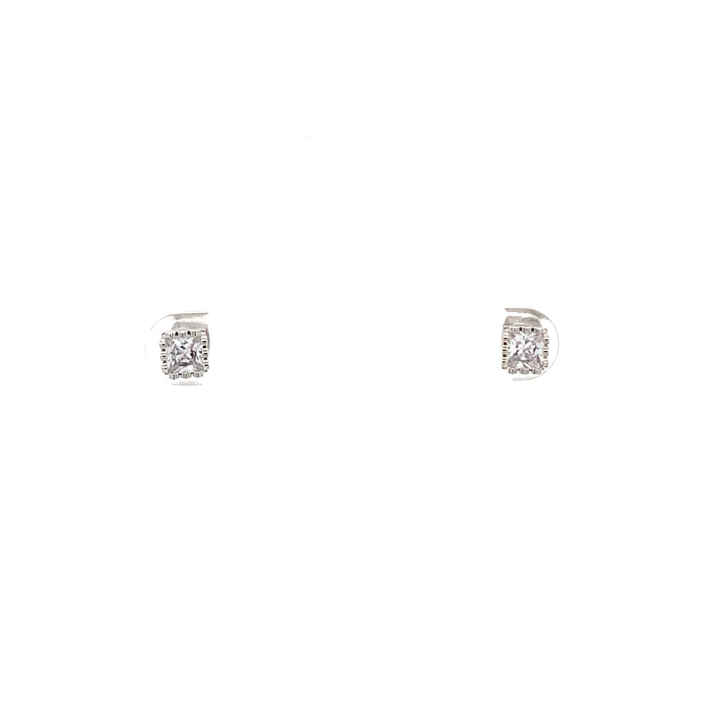 Crown Stud CZ Square Earrings - 4mm