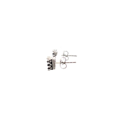 Crown Stud CZ Square Earrings - 6mm