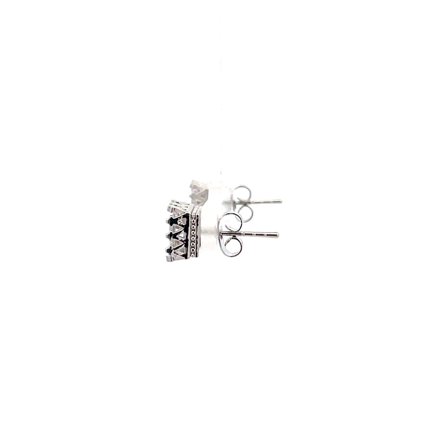 Crown Stud CZ Square Earrings - 7mm