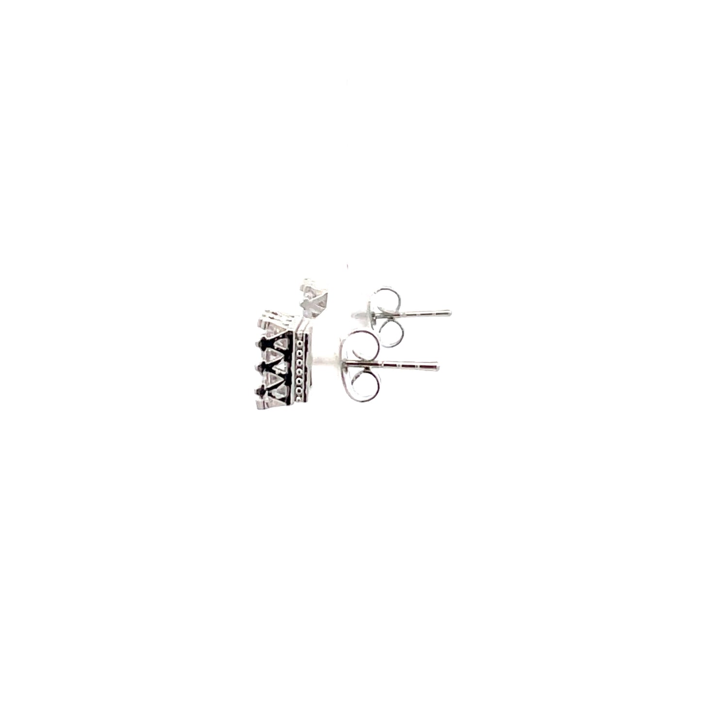 Crown Stud CZ Square Earrings - 8mm