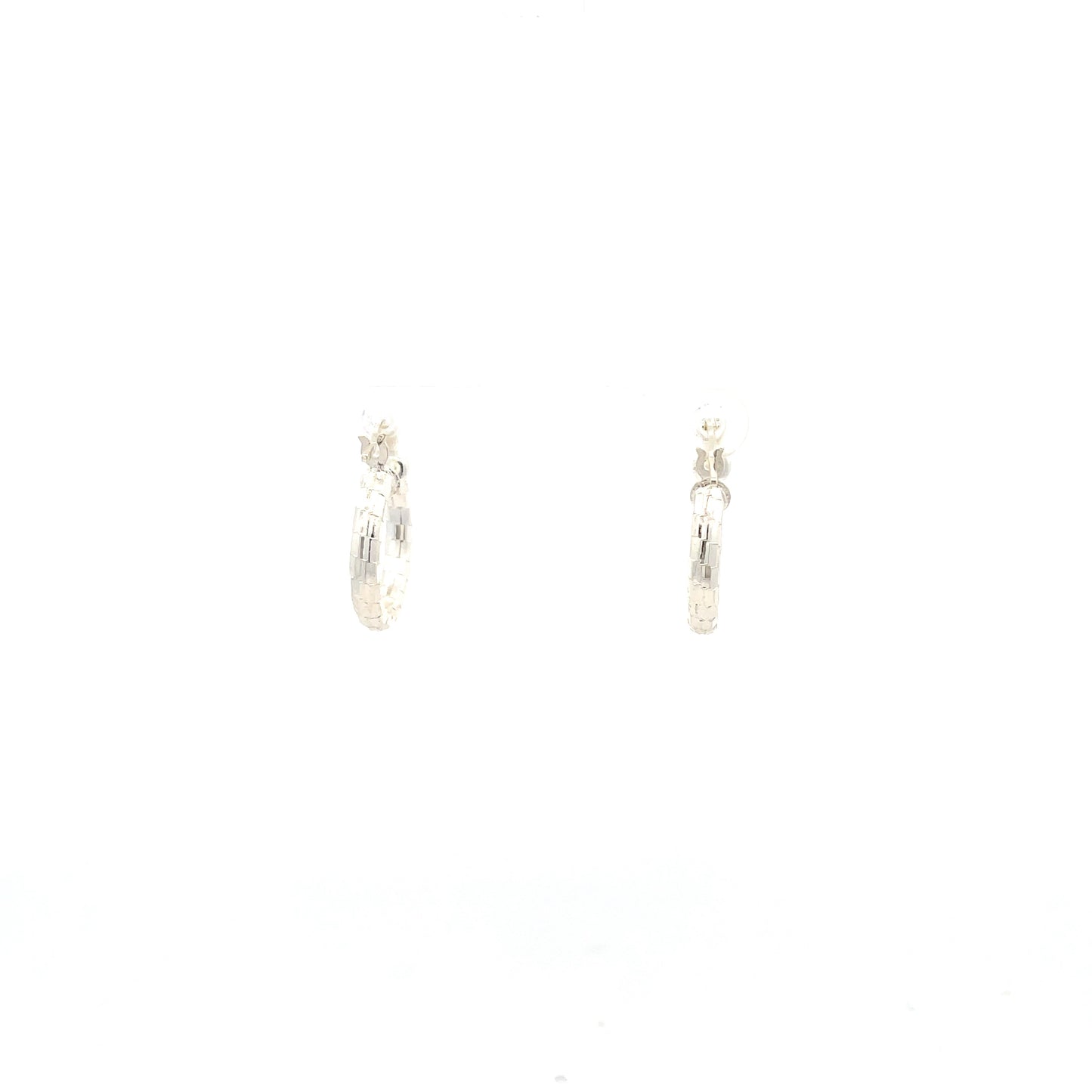 HK Diamond Cut Hoop Earrings 15mm - Style 03