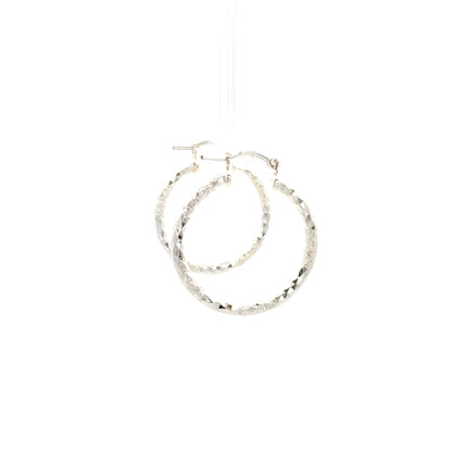HK Diamond Cut Hoop Earrings 25mm - Style 01
