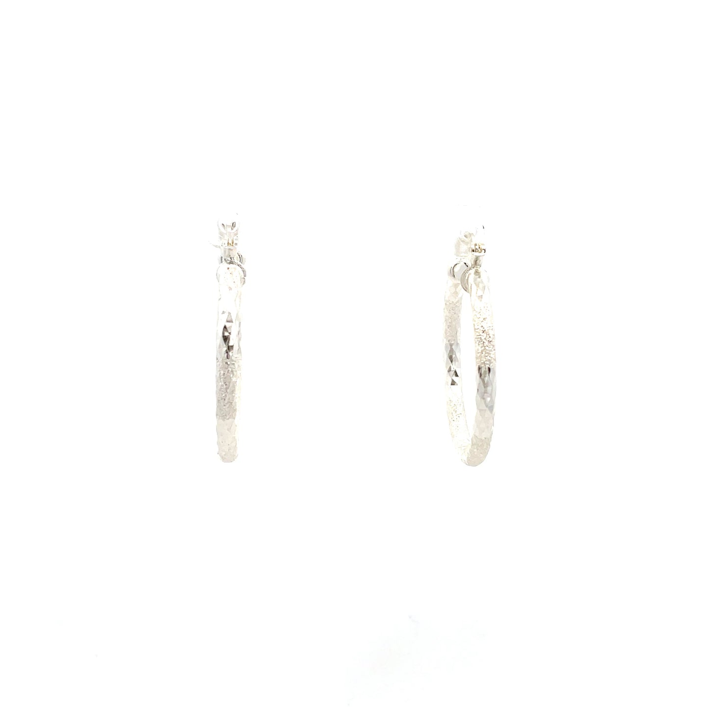 HK Diamond Cut Hoop Earrings 25mm - Style 01