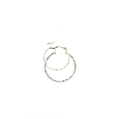 HK Diamond Cut Hoop Earrings 20mm - Style 02