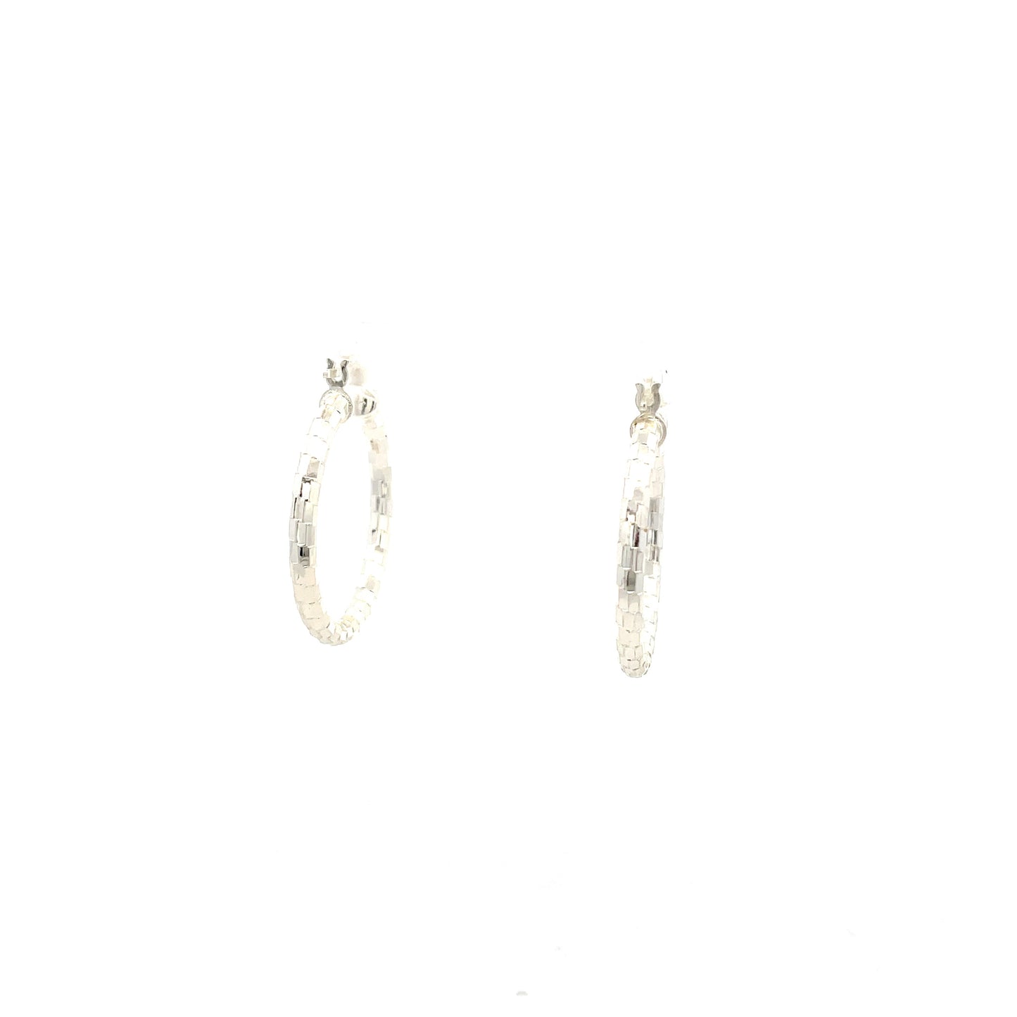 HK Diamond Cut Hoop Earrings 20mm - Style 03