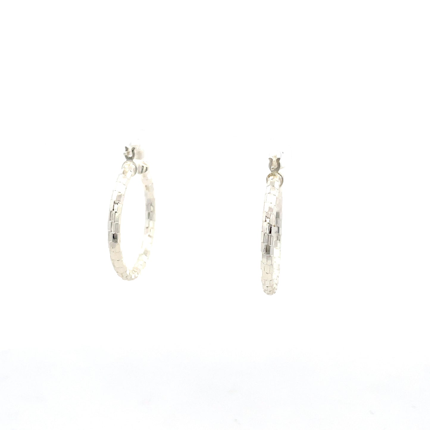 HK Diamond Cut Hoop Earrings 25mm - Style 03