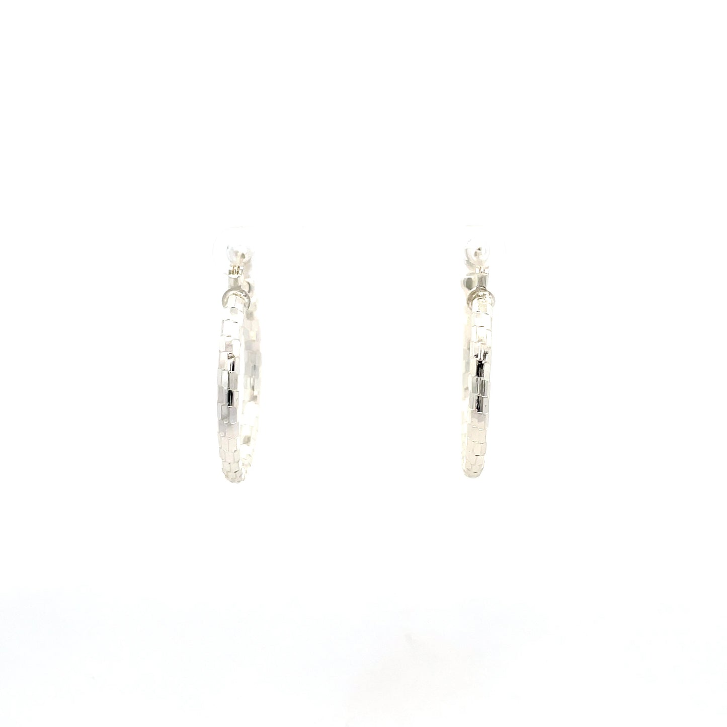 HK Diamond Cut Hoop Earrings 25mm - Style 03