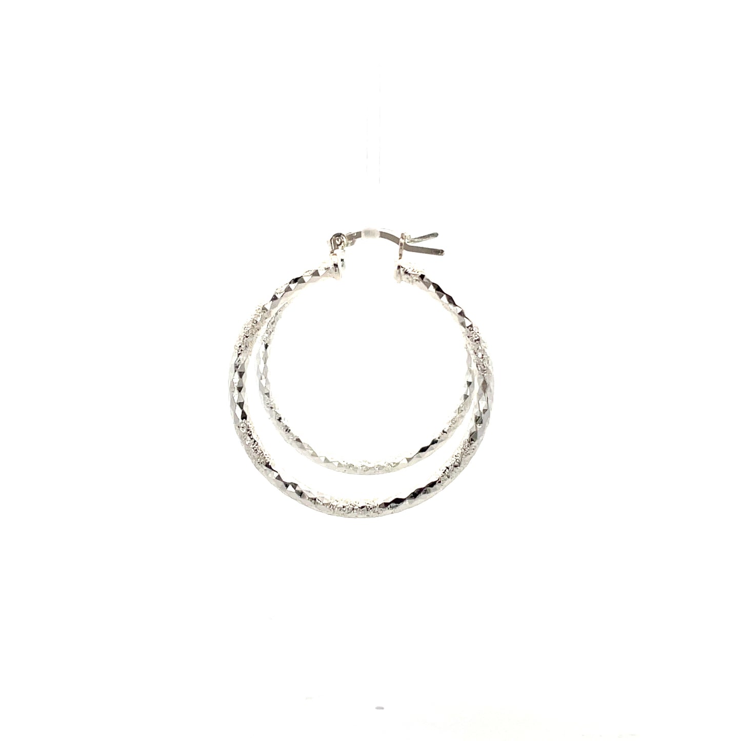 HK Diamond Cut Hoop Earrings 35mm - Style 01