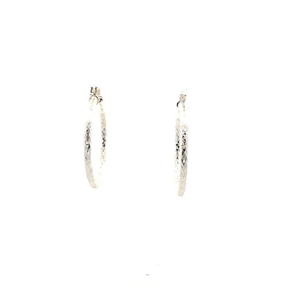 HK Diamond Cut Hoop Earrings 35mm - Style 01