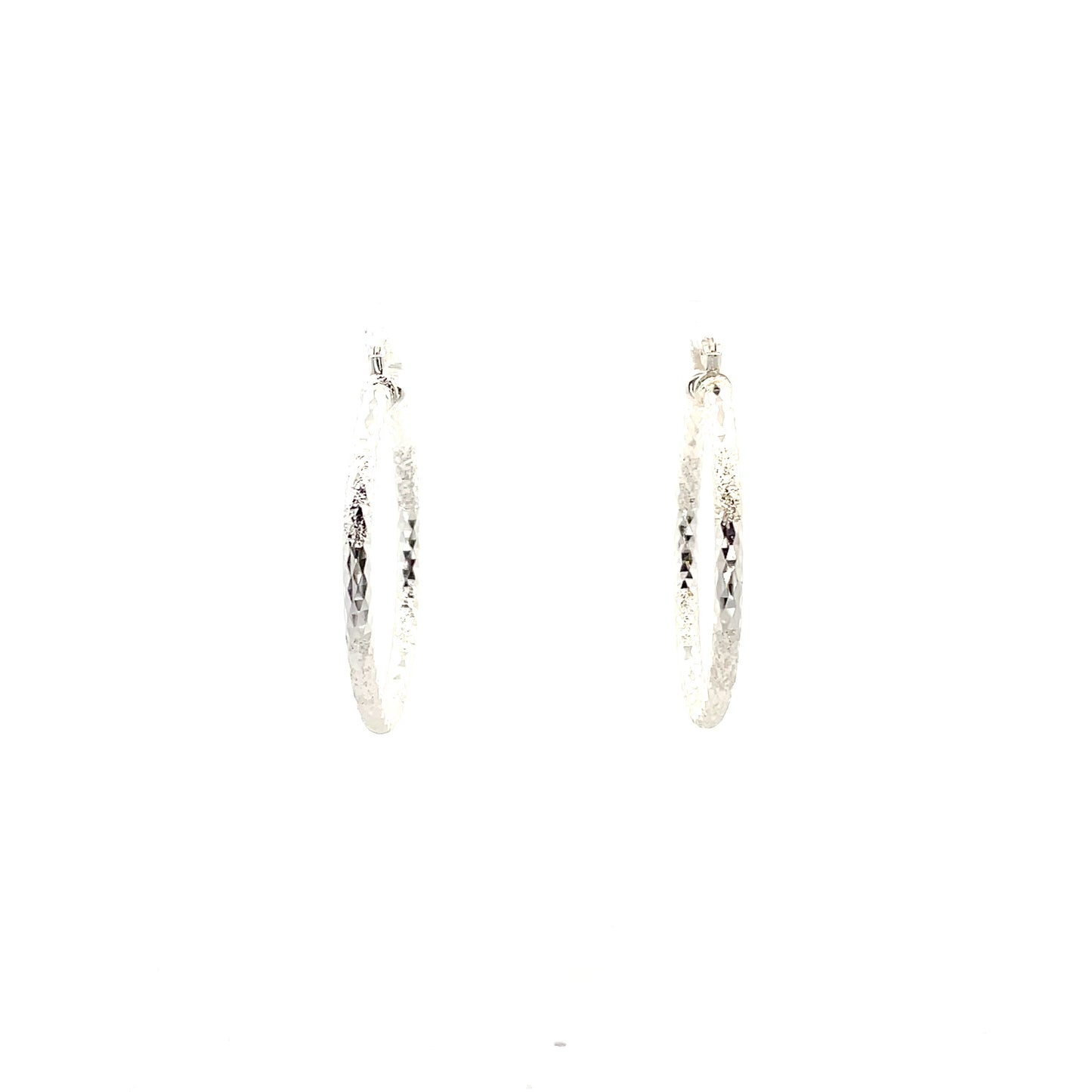 HK Diamond Cut Hoop Earrings 35mm - Style 01