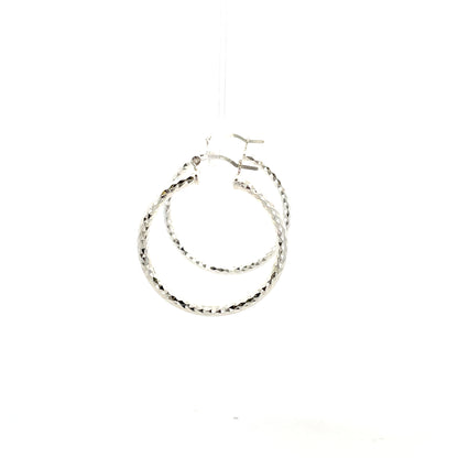HK Diamond Cut Hoop Earrings 35mm - Style 02