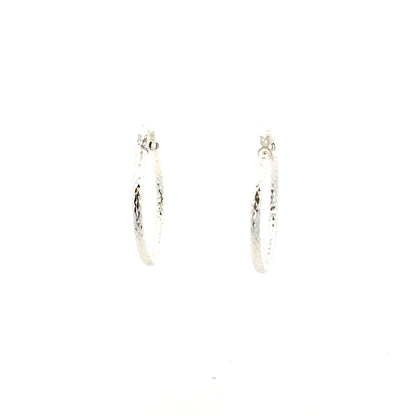 HK Diamond Cut Hoop Earrings 35mm - Style 02