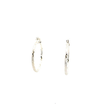 HK Diamond Cut Hoop Earrings 35mm - Style 03