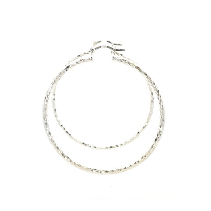 HK Diamond Cut Hoop Earrings 75mm - Style 01