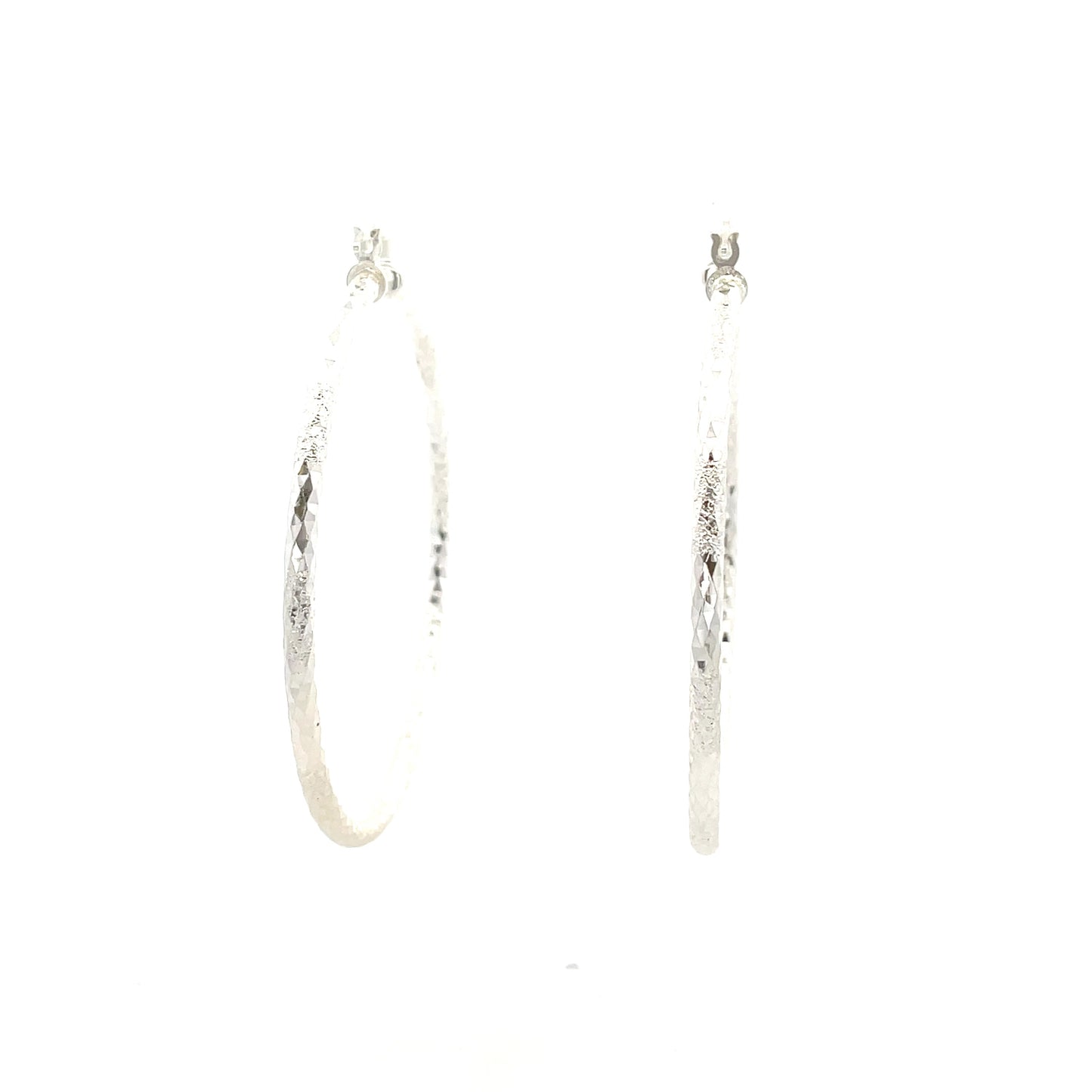 HK Diamond Cut Hoop Earrings 75mm - Style 01