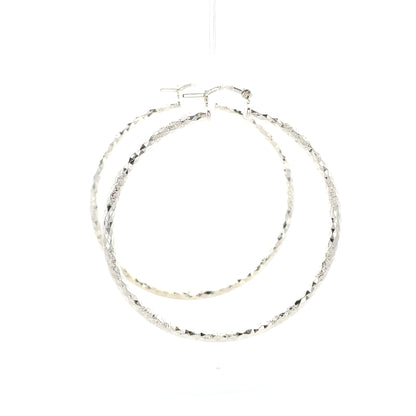 HK Diamond Cut Hoop Earrings 75mm - Style 01