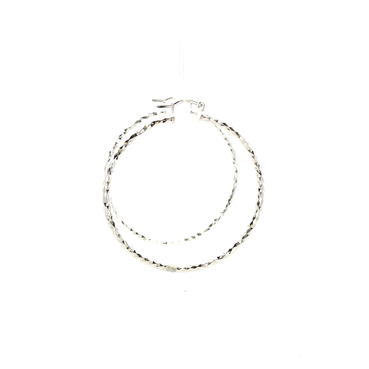 HK Diamond Cut Hoop Earrings 55mm - Style 02