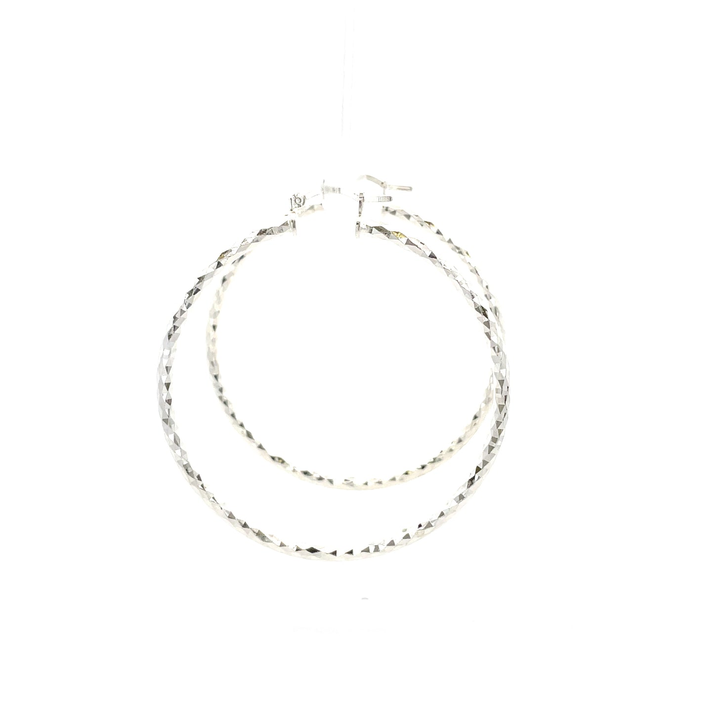 HK Diamond Cut Hoop Earrings 65mm - Style 02