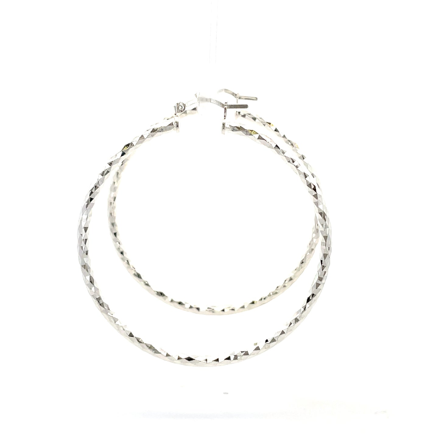 HK Diamond Cut Hoop Earrings 75mm - Style 02