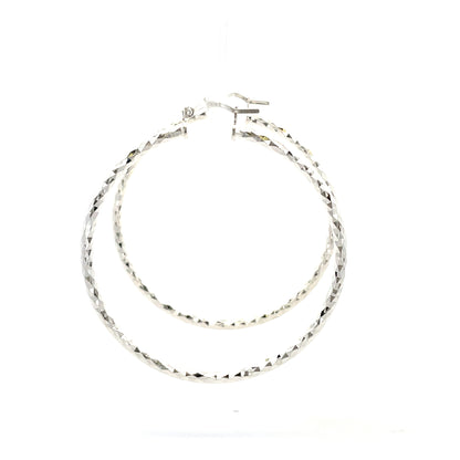 HK Diamond Cut Hoop Earrings 75mm - Style 02