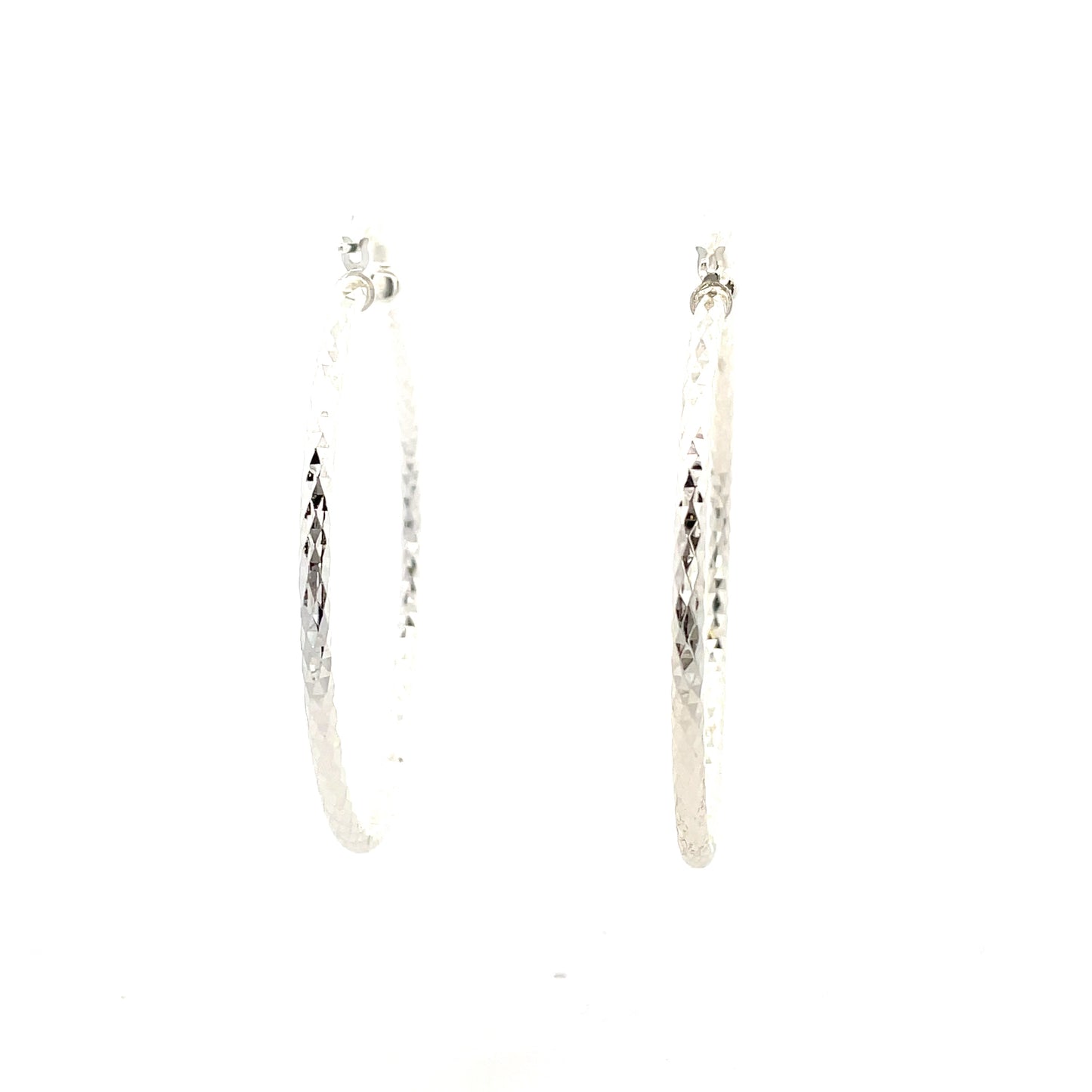 HK Diamond Cut Hoop Earrings 75mm - Style 02