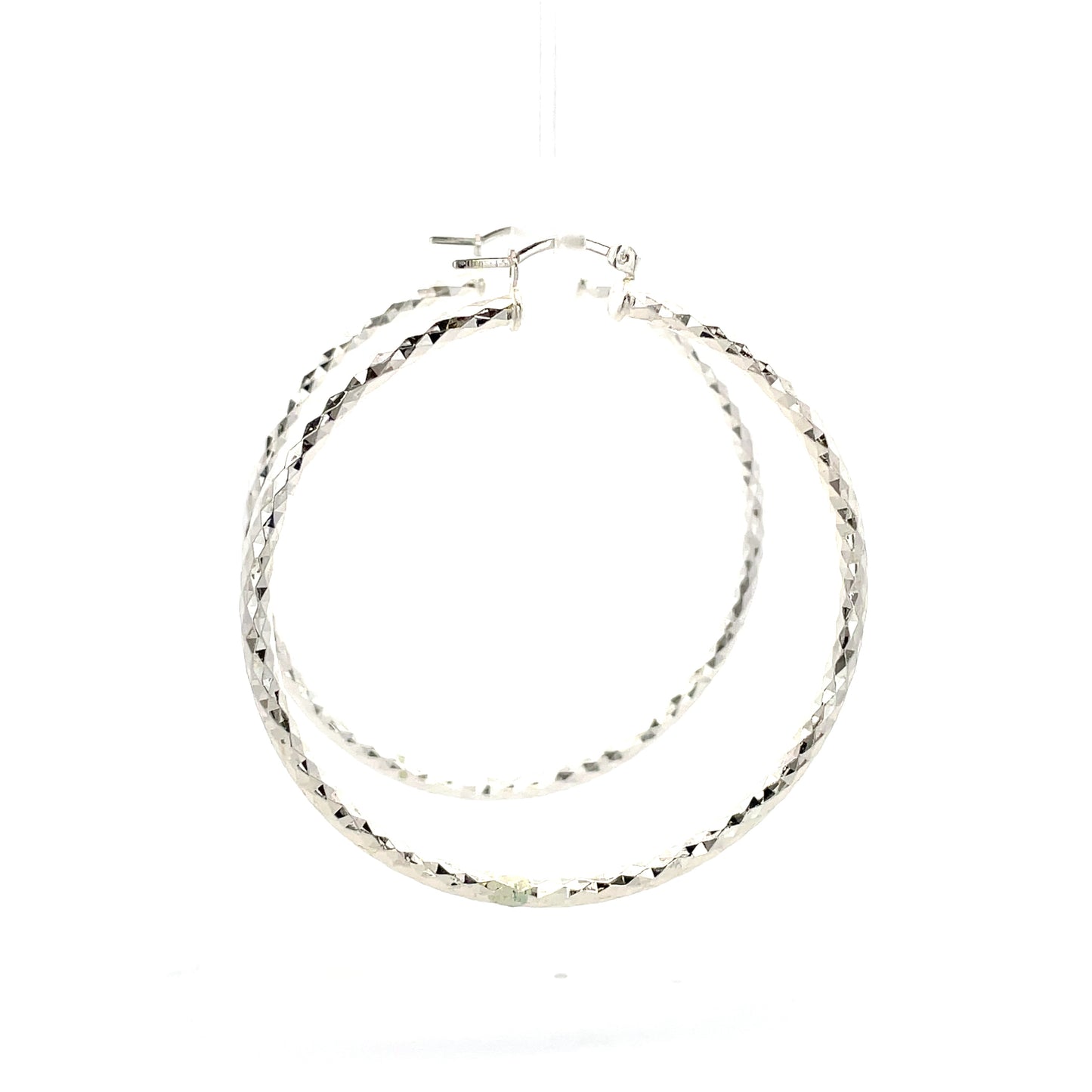 HK Diamond Cut Hoop Earrings 75mm - Style 02