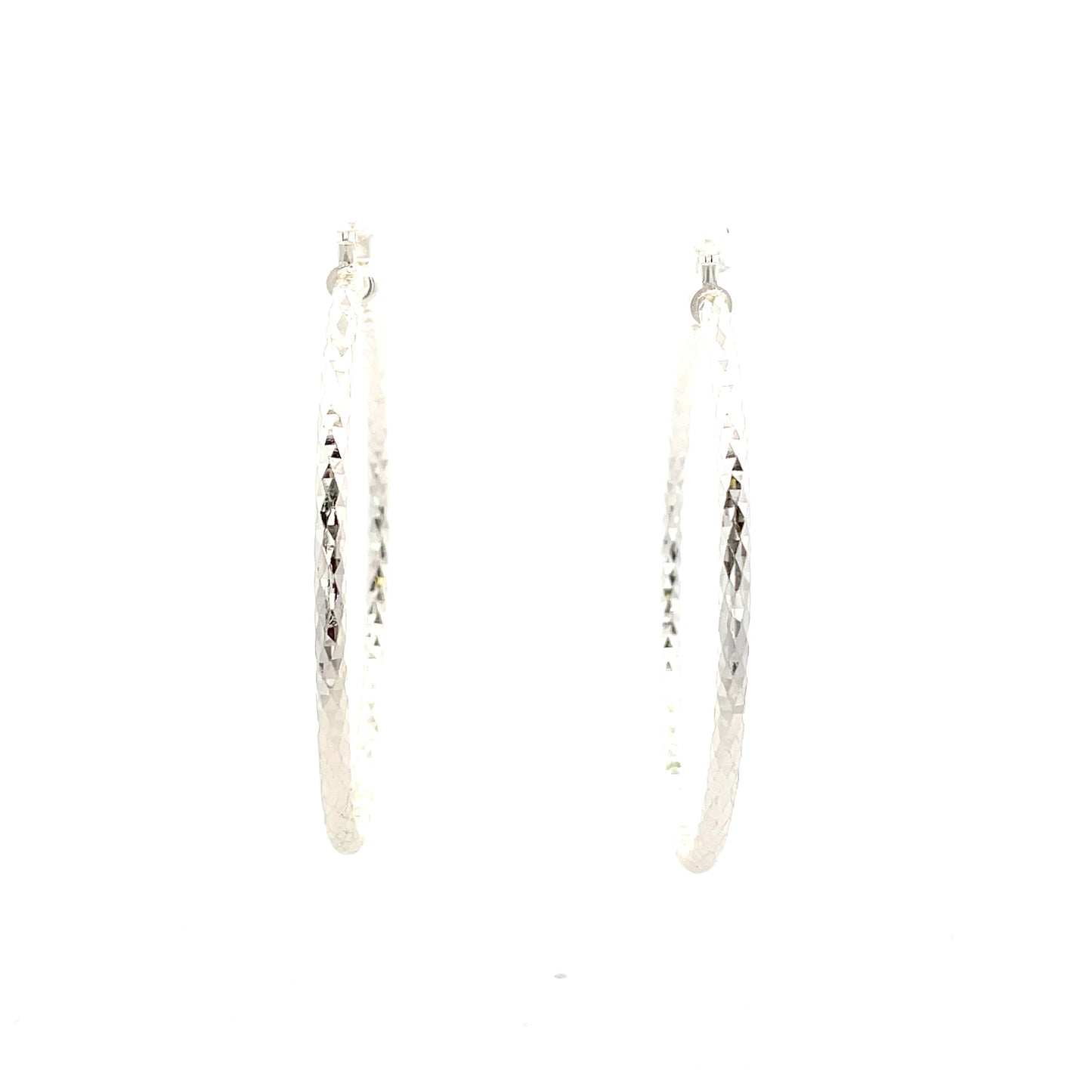 HK Diamond Cut Hoop Earrings 75mm - Style 02