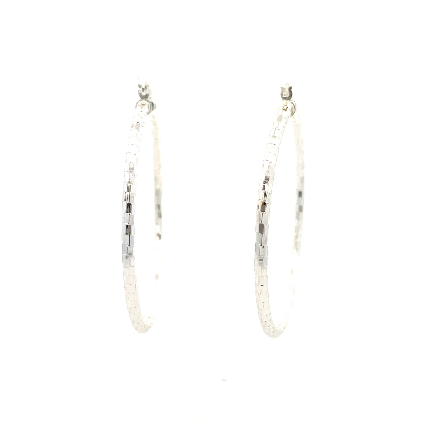 HK Diamond Cut Hoop Earrings 75mm - Style 03