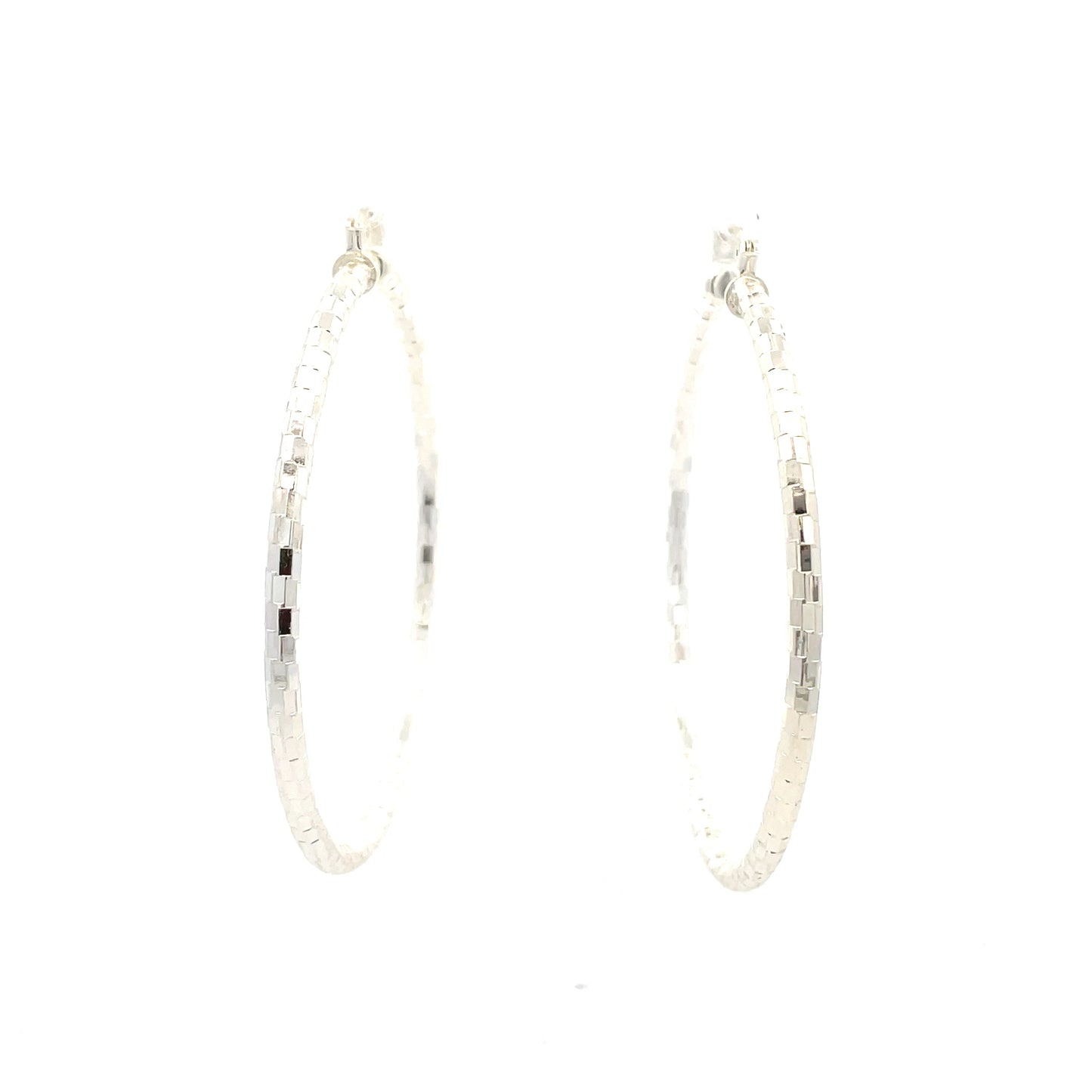 HK Diamond Cut Hoop Earrings 75mm - Style 03