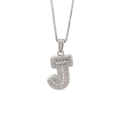 Fancy Diamond Necklace - Letter J